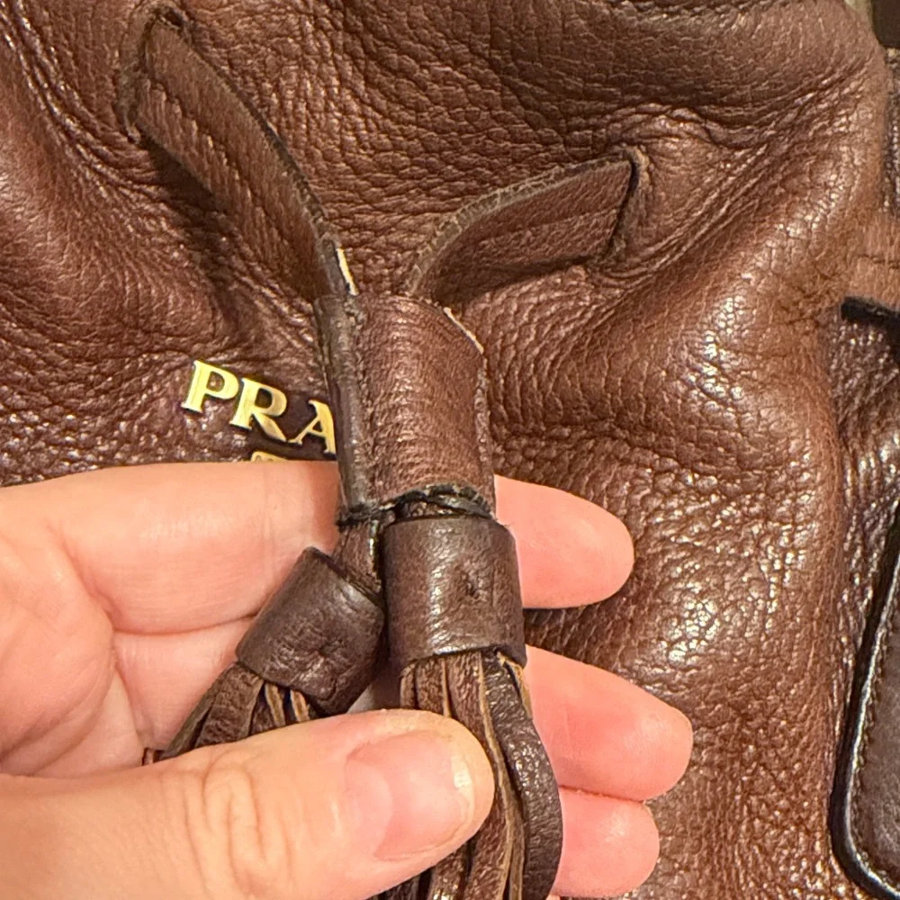 Prada Cervo Brown Pebbled Leather Tote - Picture 6 of 16